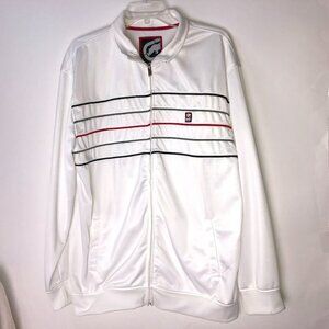 Ecko Unlimited White Full Zip Jacket w/Red White Piping Men's XL